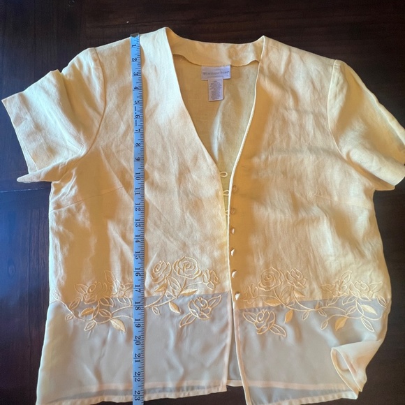 Worthington Yellow two -piece linen blend embroidered maxi dress , Size 12 - Picture 10 of 15